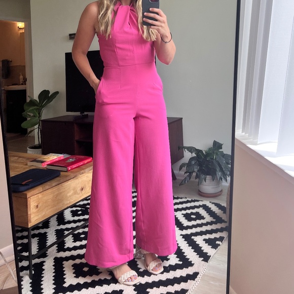 Julia Jordan Halter Neck Wide Leg Jumpsuit in NEW PINK size 4 - Picture 2 of 8